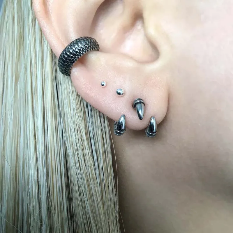 Gothic Black Claw Stud Earrings Men Punk Metal Geometric