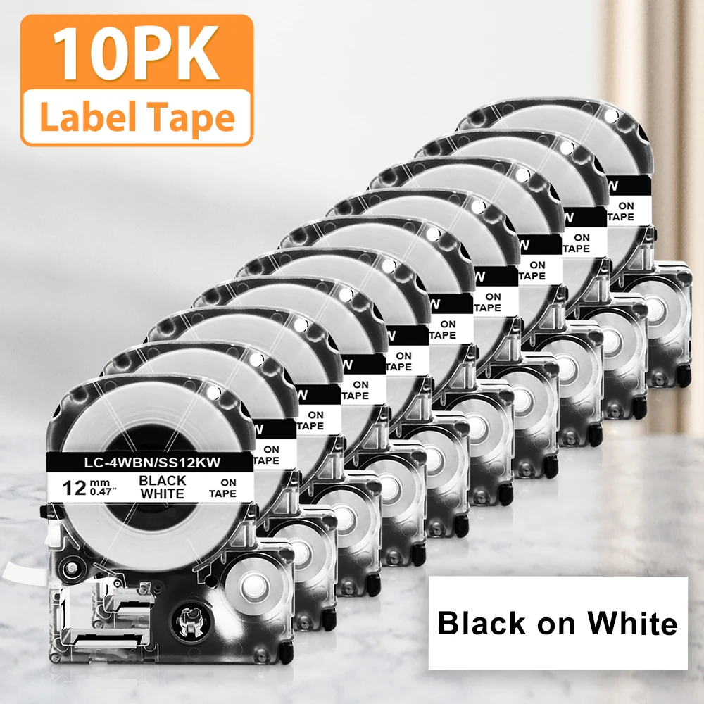 

10 шт. 6/9/12 мм, 12 кВт, совместима с этикетками Epson, этикетки SS12 кВт, LC-4WBN SS9 кВт, SS6KW, SC12YW, st12 кВт для этикеток Epson LW-300 400