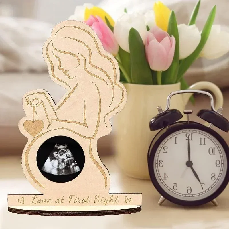 Pregnant Ultrasound Baby Photo Frame Wood Infant Sonogram Frame Mother Souvenir Ornament Gift To Expectant Mother