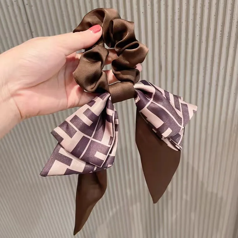 Corda de Cabelo Faixas de Cabelo Scrunchies para Mulheres Acessórios de Cabelo Letra Elástico Clássico Retro Arco Fita Tecidos Requintado Chique d 16 Letra d corda de cabelo elástico faixas