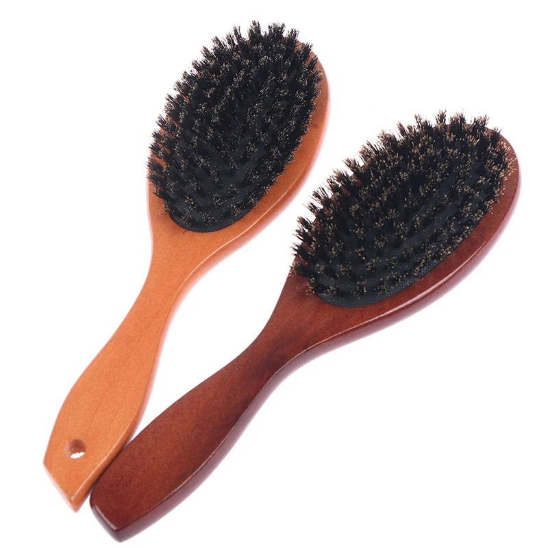 Hair Comb Hair Styling Tools Hair Brush Comb Wooden Handle Brush 1pc Straightenin Hair Brush Wood Handle Imitation boar bristle Beard Comb