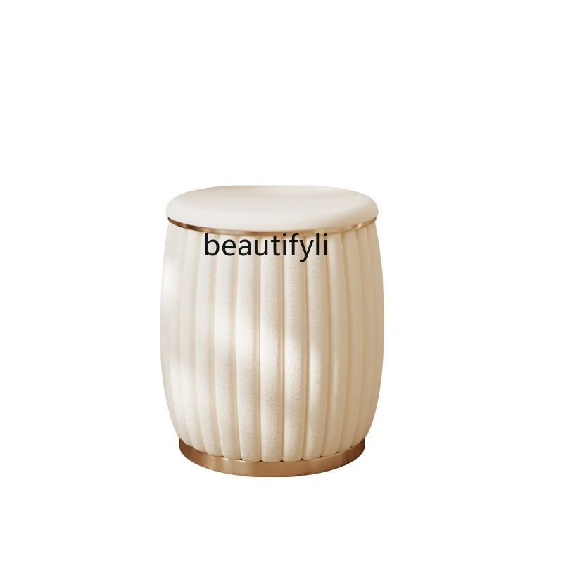 

yj Floor Makeup Stool Soft Seats Dressing Stool Light Luxury Soft Fabric Covered Stool Stool Shoes Changing Short Stool
