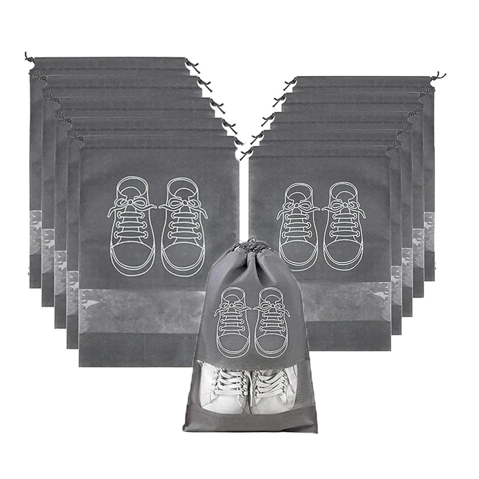 Set of 5 Waterproof and Moistureproof Large Capacity Shoe Storage Bags with Thickened Non-woven Fabric Strap