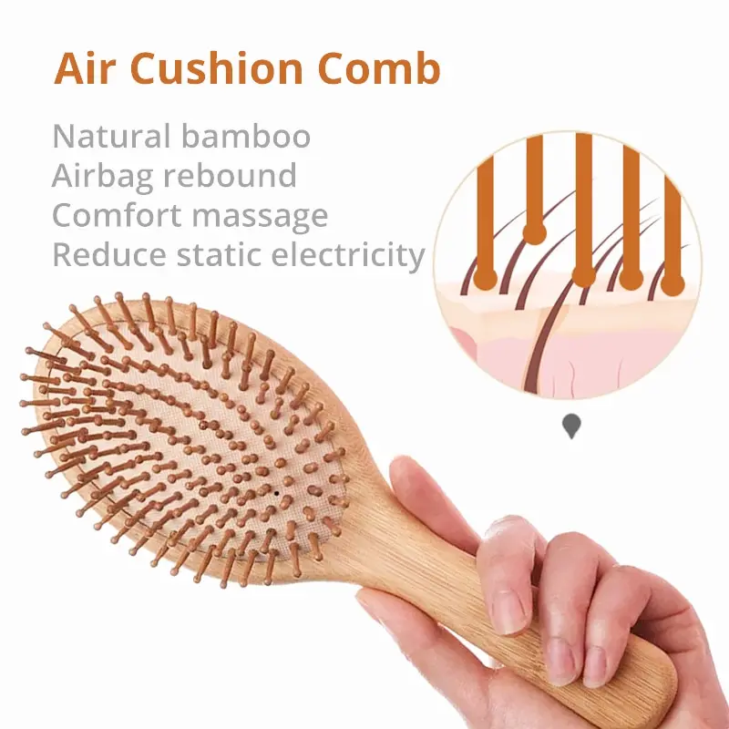 1Pc Bamboo Material Children's Bamboo Comb Baby Massage Air Bag Comb Care Air Cushion Comb