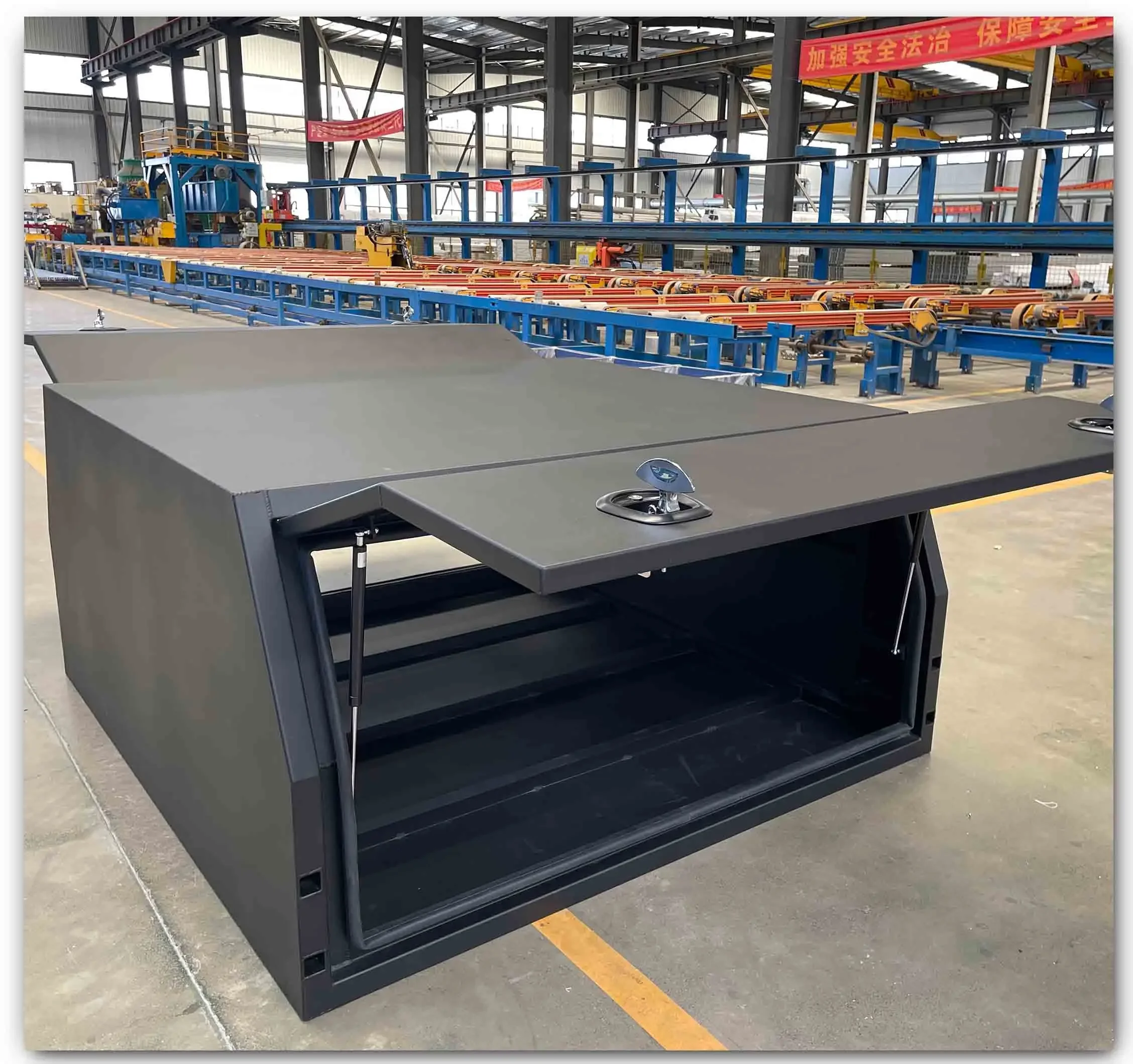 China Manufacture Black Power Coating Aluminum Double Door Truck Ute Canopy With Jack Legs