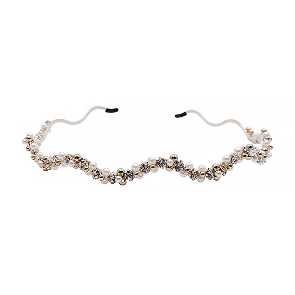 

Headband Bridal Pearl Headwear Hair Ring Rhinestones Headpiece Party Hairband Man-made Accessory Miss Women's