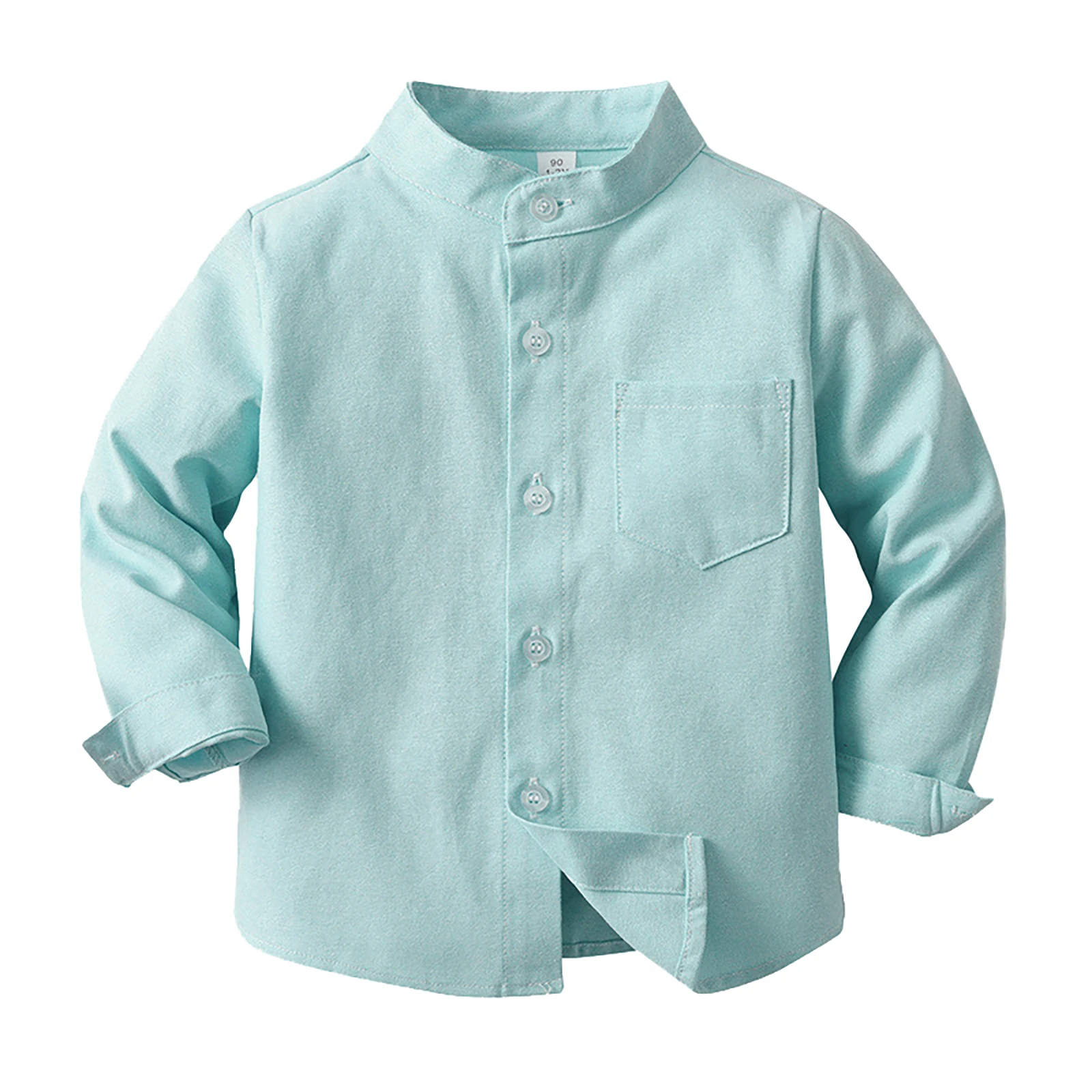 Kids Boys Solid Color Shirts Tops Long Sleeve Single-breasted Baby's Formal Shirt for Christening Birthday Party Toddler Clothes