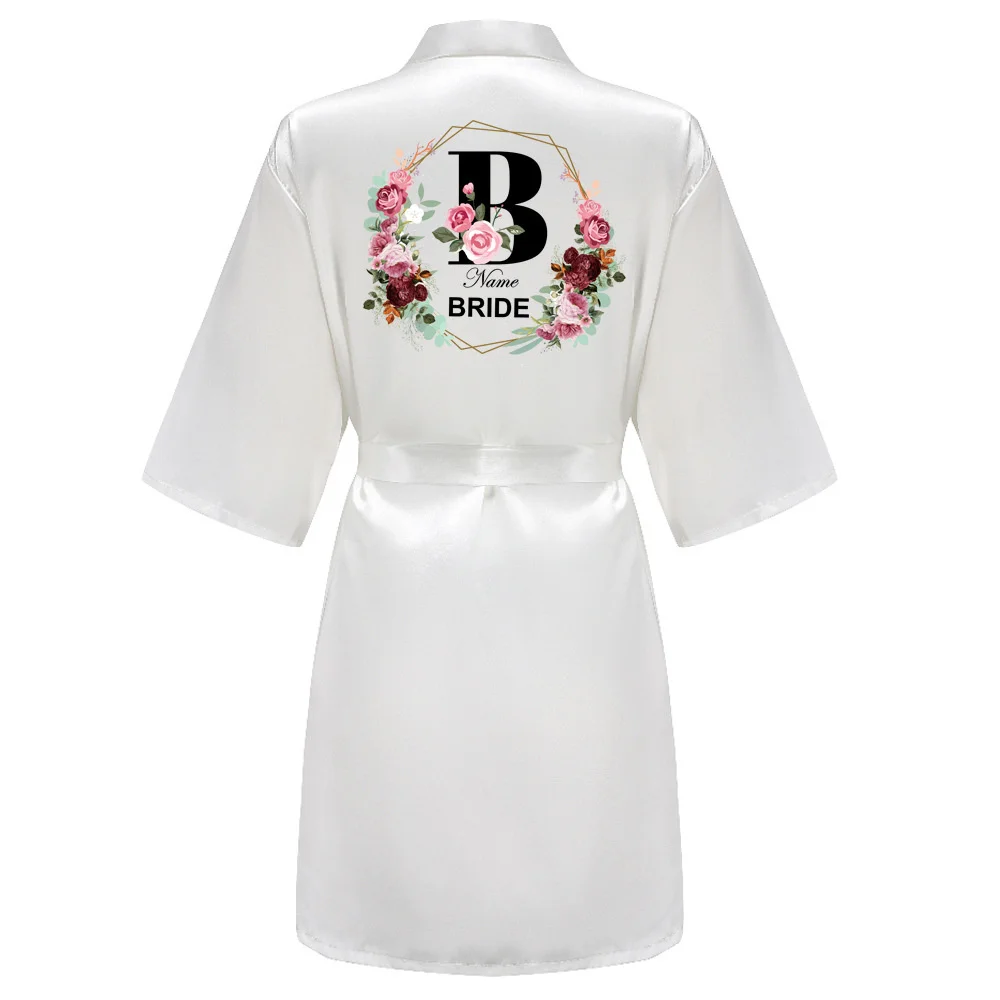 Wedding Party Team Bride Robe Kimono Satin Pajamas Bridesmaid BathrobeTRS51