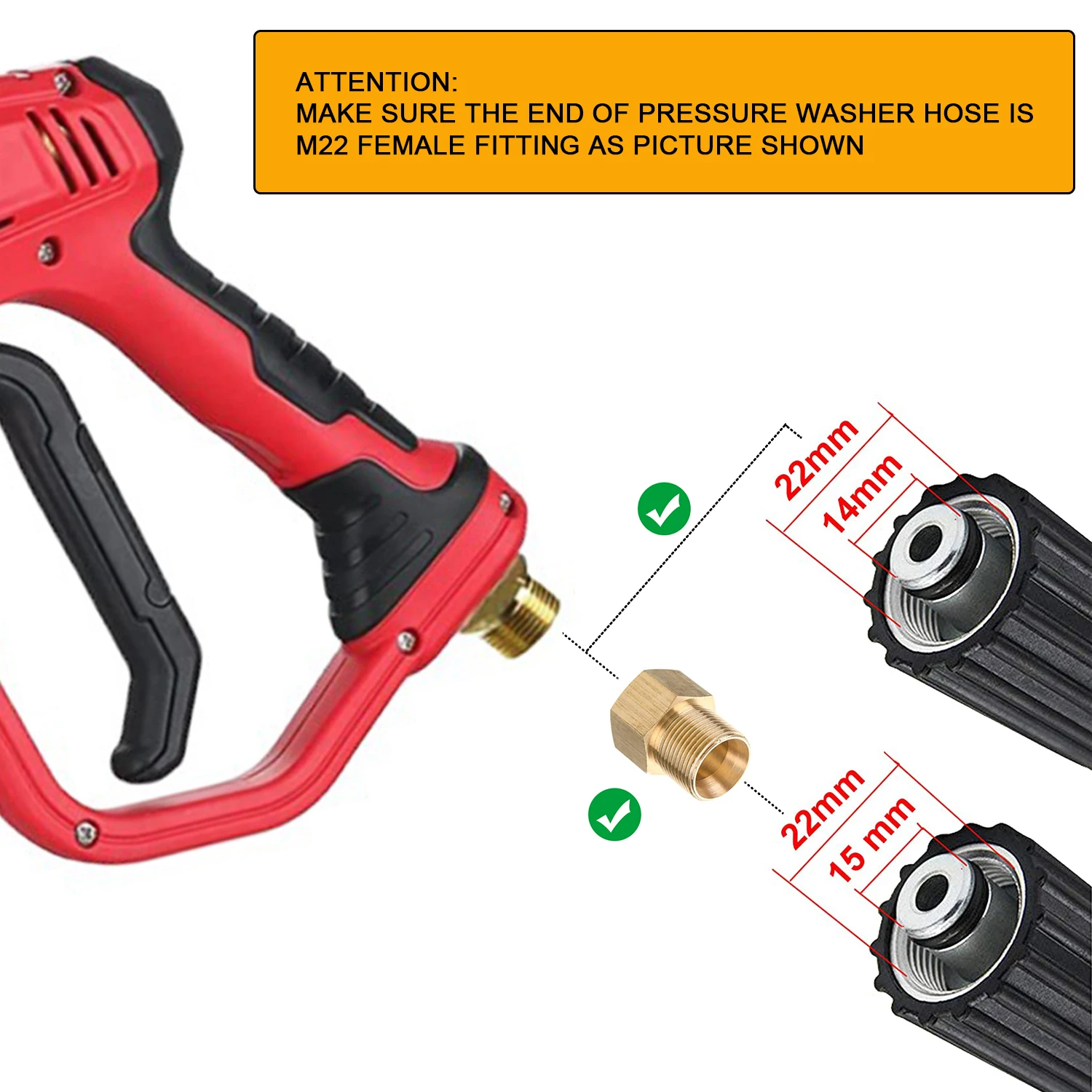 Pistola De Alta Presión 4000 PSI - Conexión Giratoria M22-14mm, 5 Boquillas, Compatible Con Kärcher | Para Coches, Patios Y Jardines