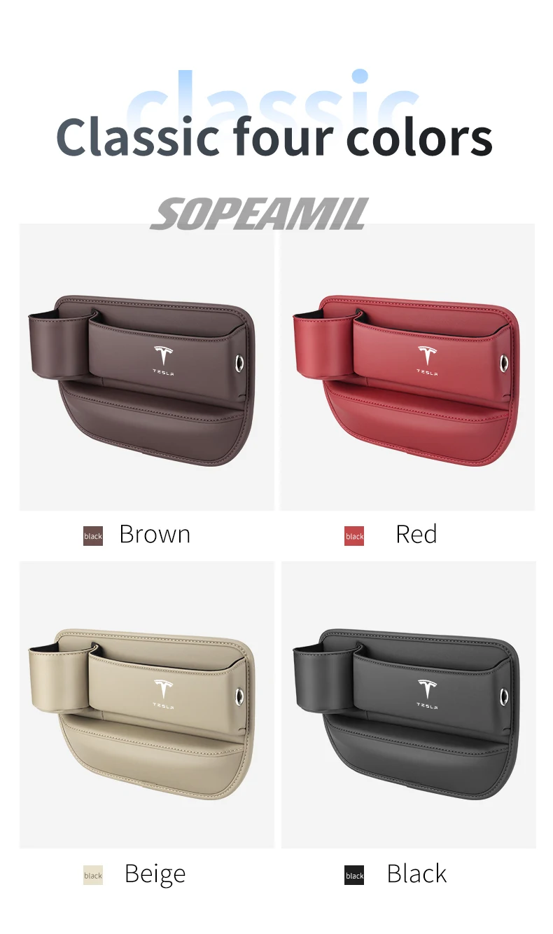 Car Leather Seat Gap Multifunction Crevice Water Cup Holder Storage Box Tesla Model 3 Model Y Model S Model X Cybertruck Beast