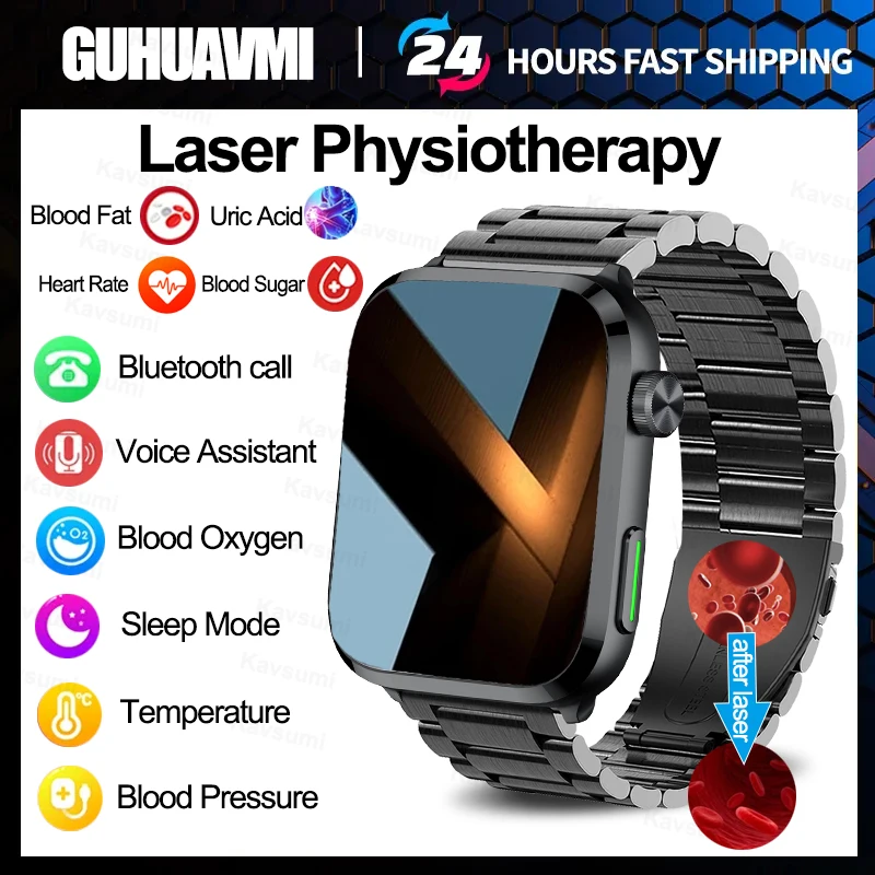 Nuovo Per Huawei Xiaomi Medical Grade Laser Therapy Smartwatch Blood Glucomb Blood Lipid Bracciale Bluetooth Call Health Smart Watc