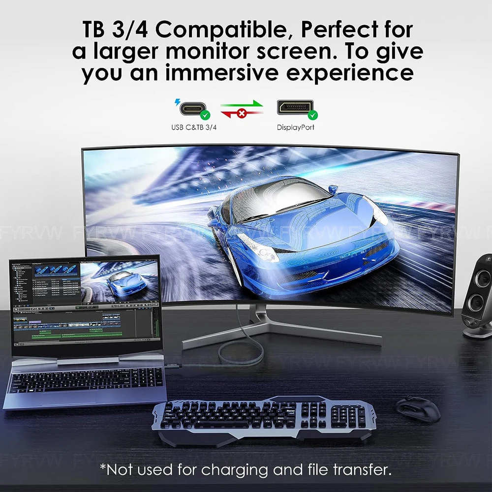ƺ   ǽ USB C Ÿ DP ̺, ÷ Ʈ ̺, 8K 240Hz, 165Hz