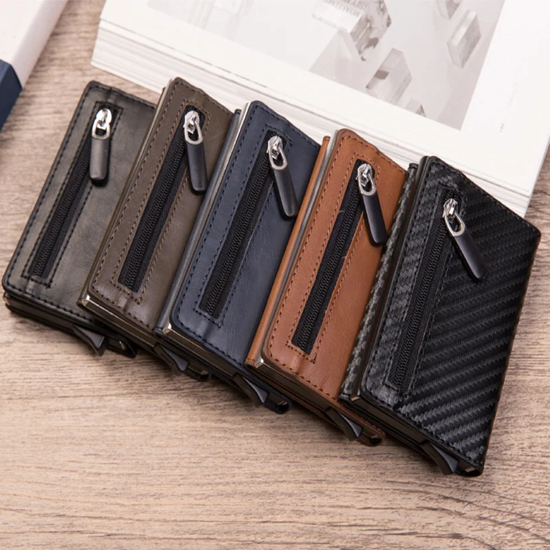 

Men ID Credit Card Holder PU Leather Automatic Cardholder Business Minimalist Wallets For Women Luxury Designer Money Bag Hot