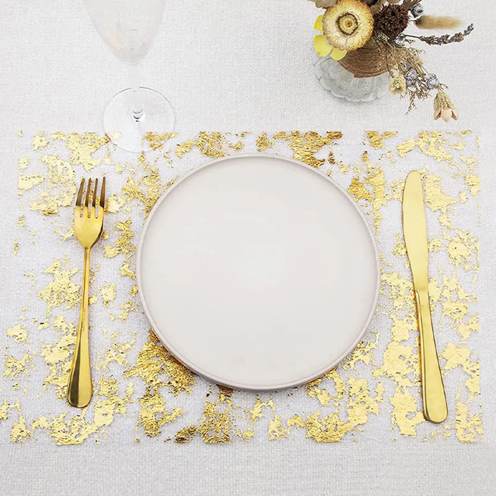 Glamorous Gold Glitter Table Runner - Elegant Mesh Sparkle Fabric for Events and Celebrations
