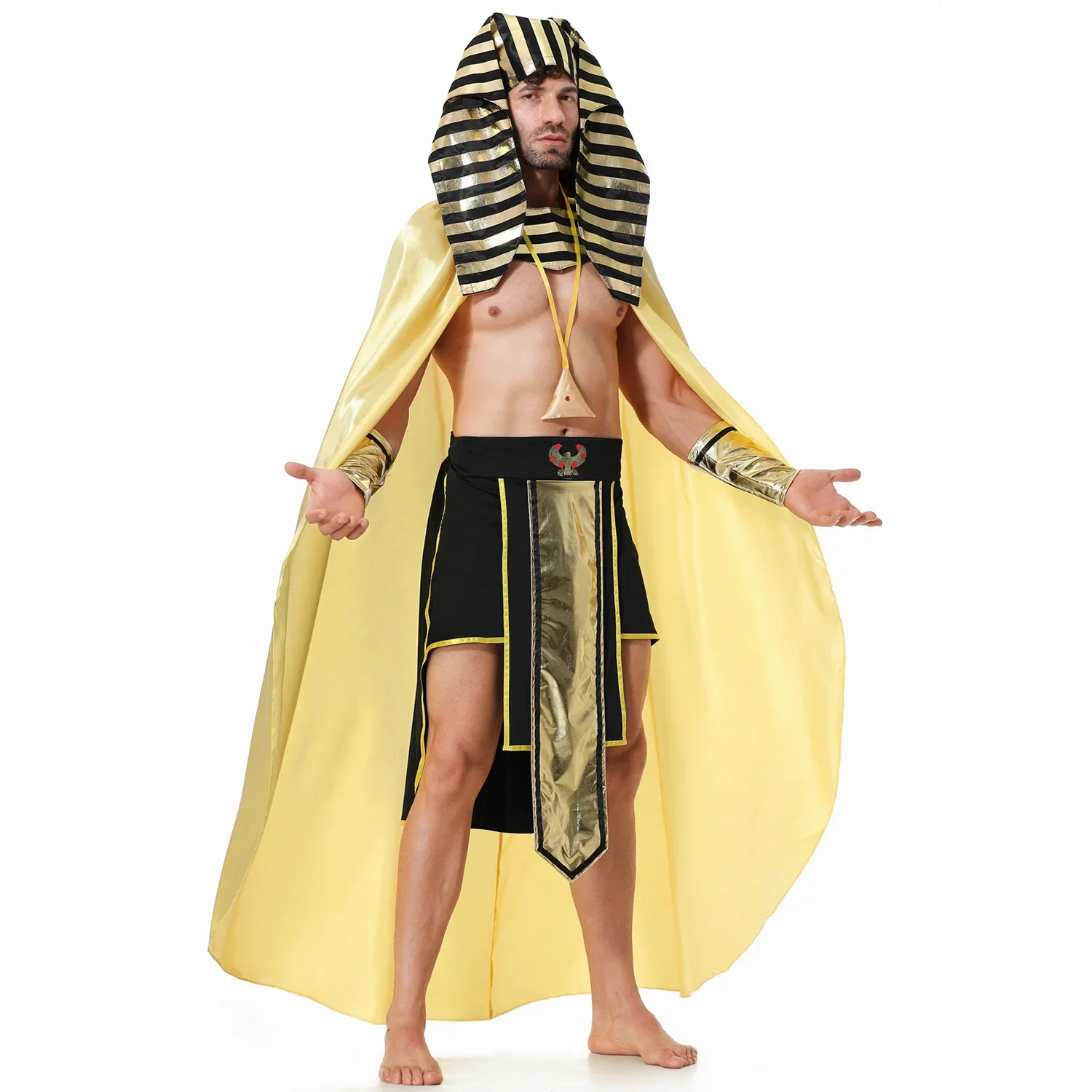 Purim Halloween Costume Man Egypt Pharaoh Tutankhamun King Costumes Cosplay Ancient Egyptian Men Traditional Clothes