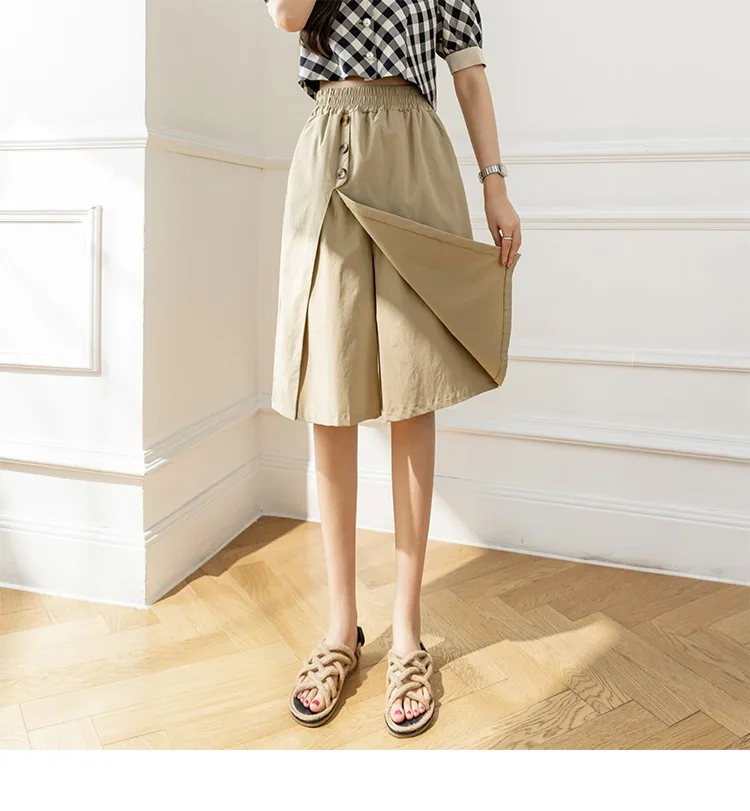 Wide-Legged Culottes Junior High School Students Summer Thin Loose Fashion Thin Casual Trousers Five-Point Shorts cute skirts