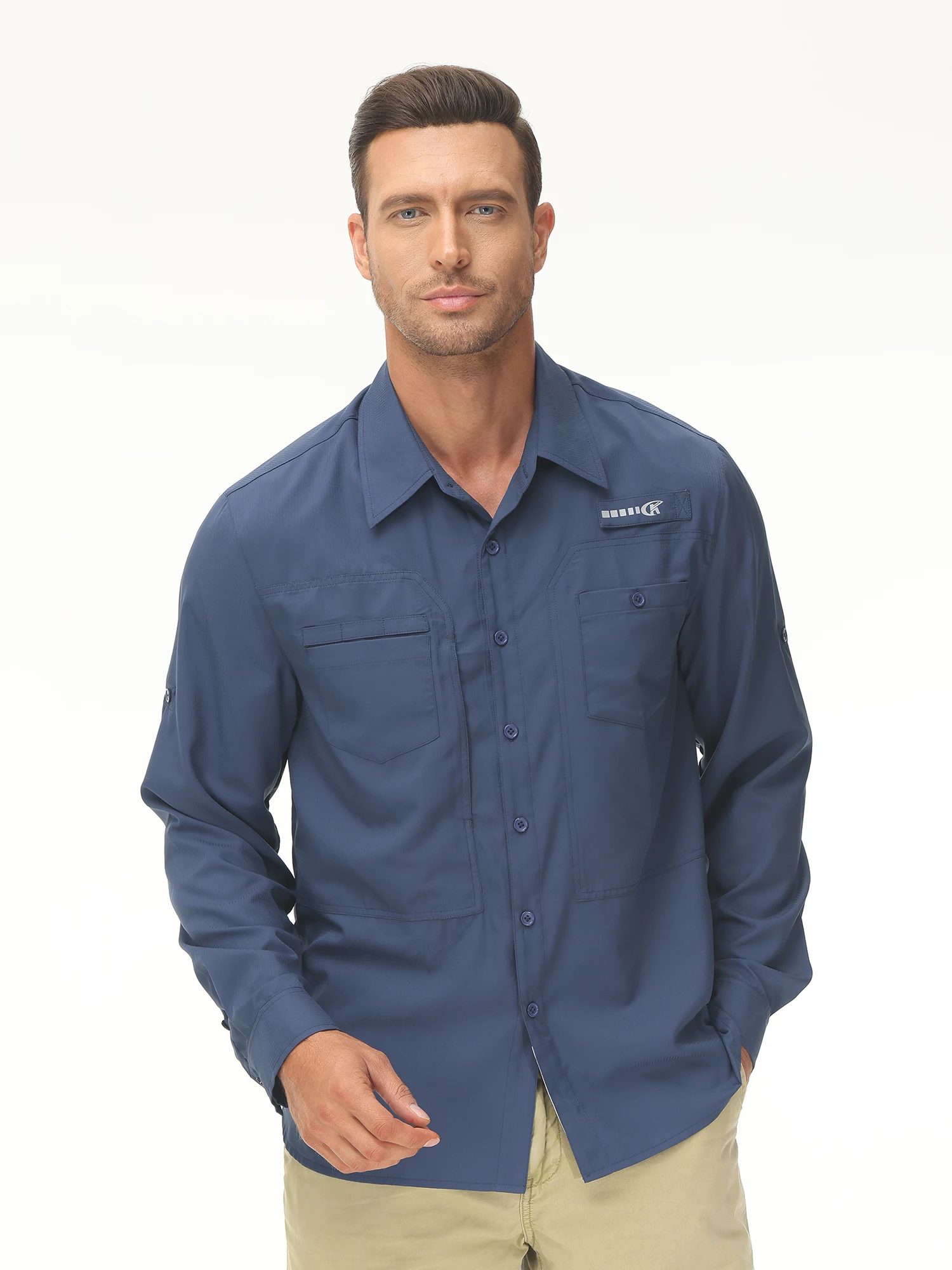 قمصان صيد كاجوال بأكمام طويلة للرجال بعامل حماية م...