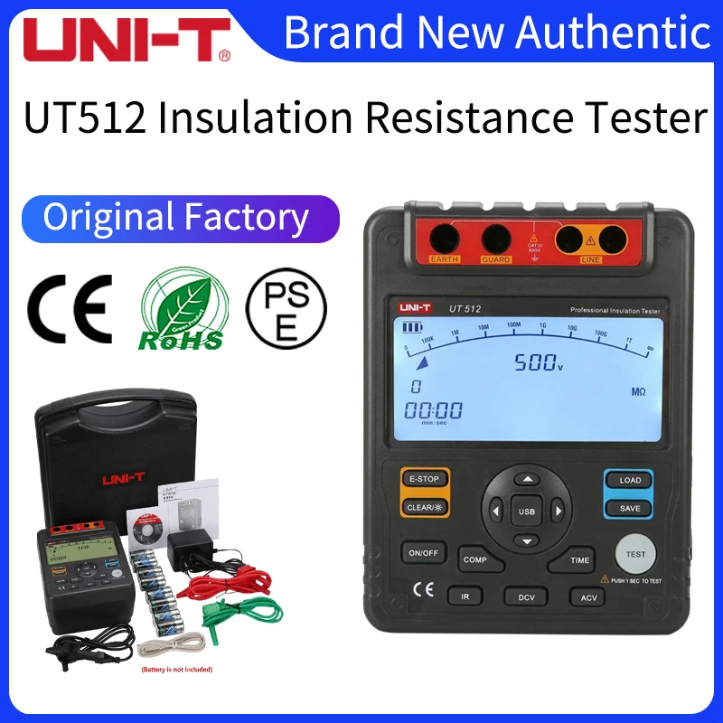 Uni-t UT512 resistencia de aislamiento probadores Voltímetro Auto Rango 2500V 100GΩ 