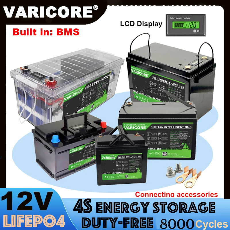 Batteria LiFePO4 VariCore 12V/24V/36V/48V 340Ah 200Ah 180Ah 100Ah 120Ah per 4s 8s 10s 16s, per auto solari, camper e golf cart, esente da dazi - immagine 2