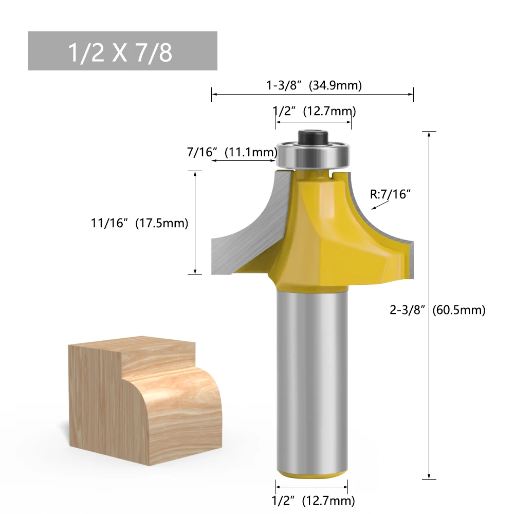 LAVIE 6-teiliges 12-mm-1/2-Zoll-Schaft-Eckfräser-Set mit rundem Über- und Perlenkanten-Fräser-Set, C3-Zapfenschneider mit Hartmetallspitze für Holz MC03138 – Detail 14