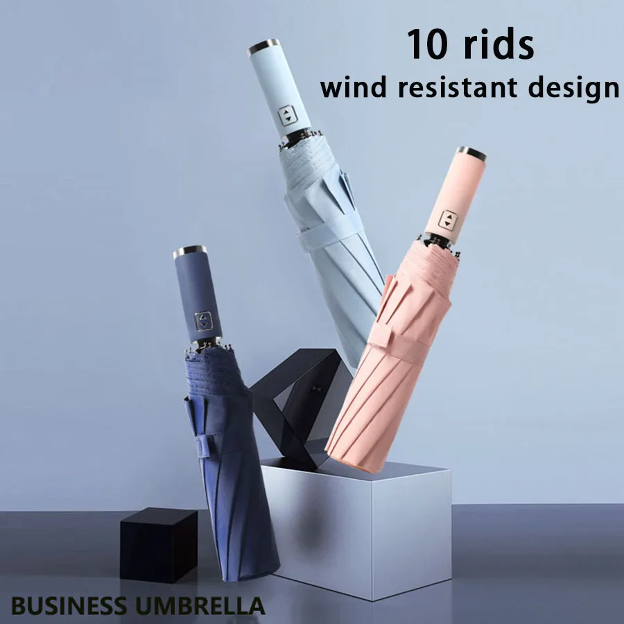 Premium Windproof Automatic Umbrella - UV Protection with Reinforced Design for All-Weather Use