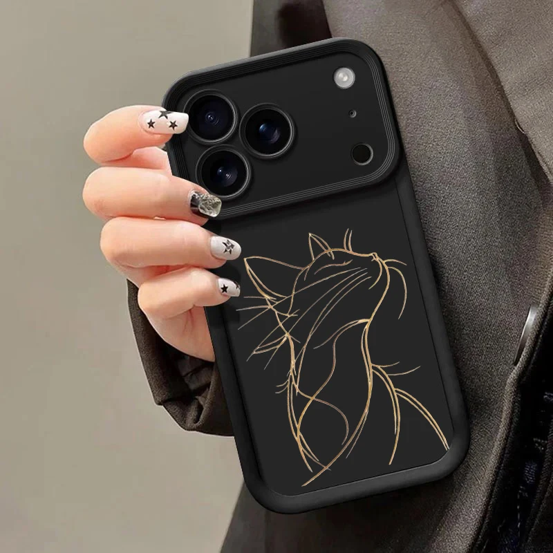 Creative Cute Line Cat Design Phone Case - Stylish Protective Cover