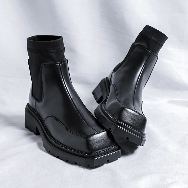 

Men's Leather Waterproof Chelsea Dress Boots Casual Business Work Daily Shoes for Men