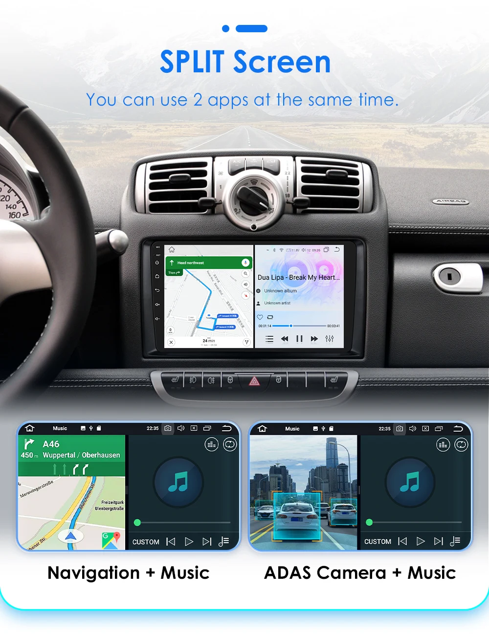 Hizpo AI Voice Wireless CarPlay Android Auto Radio For Smart Fortwo 451 2005 - 2010 4G BT Car Multimedia GPS 2din Autoradio 7862
