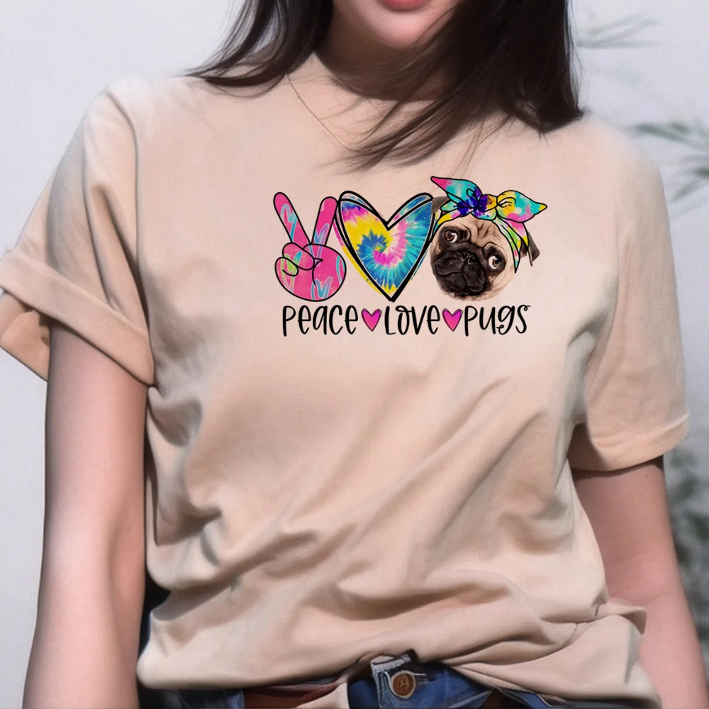 

Pug top women summer t-shirts girl comic streetwear funny clothing