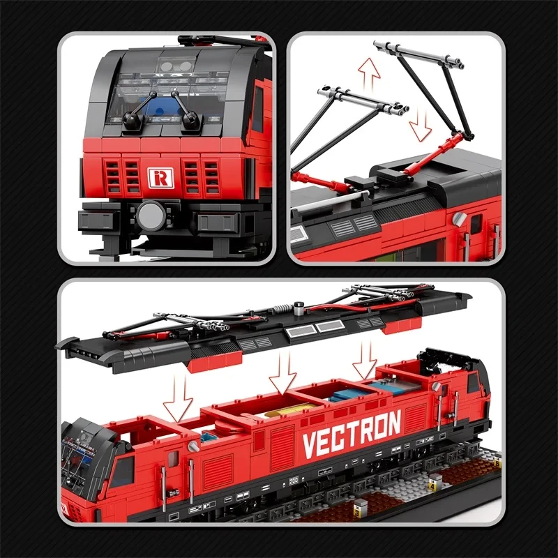 Vectron 승객 열차 빌딩 블록, 도시 운송 열차, 데스크탑 장식 장식품, 어린이 DIY 장난감, 생일 선물, 1889 개