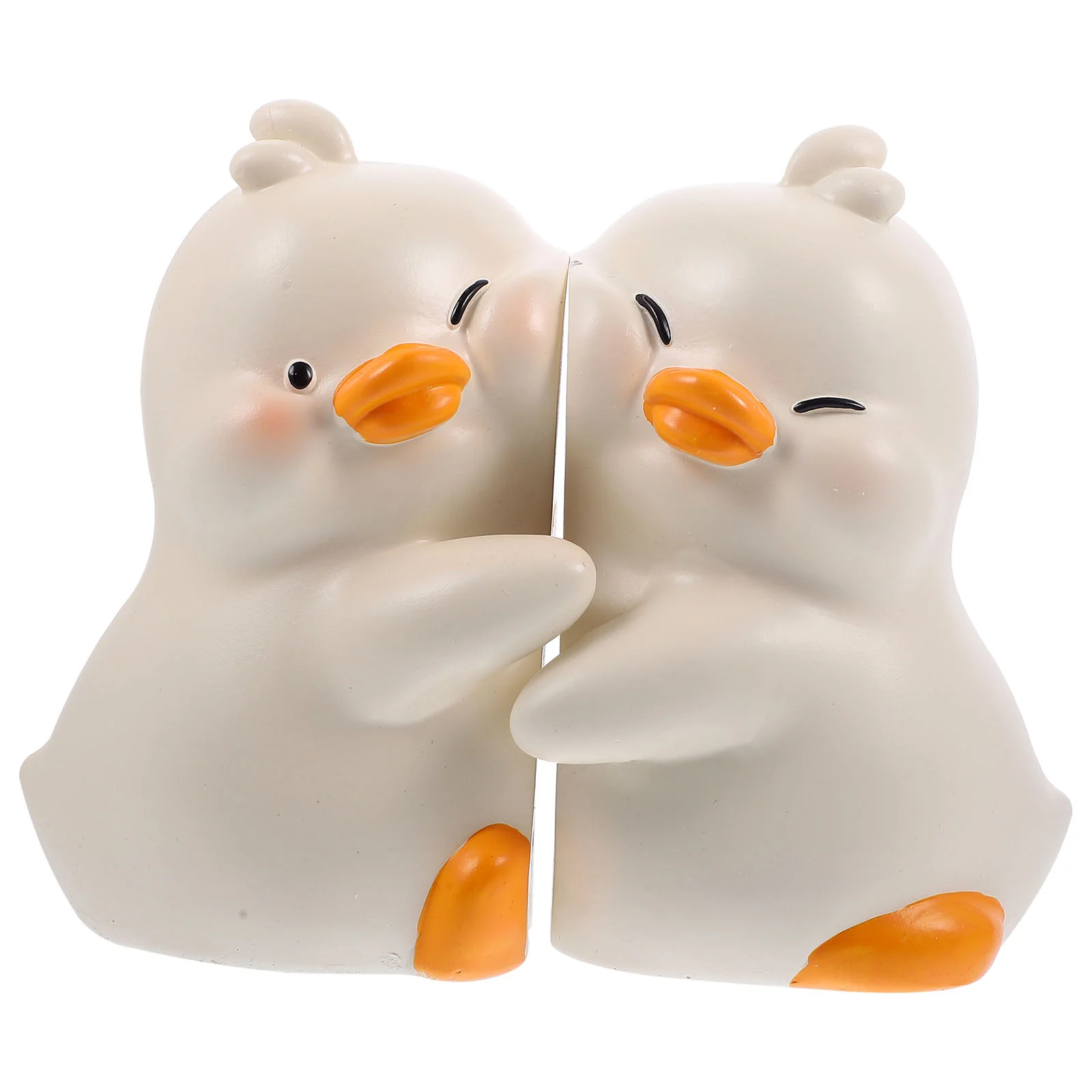 1 Pair Cute Hug Ducks Decorative Bookend Resin Book Holder Stopper for Home Office Desk cute kitchen sink filter plastic pool bathtub drain strainer hair catcher stopper waste sink filter kitchen tools accessories