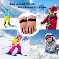 96GC Winter Mittens Ski Gloves Waterproof Thermal Gloves for 3-13 Years Kids Children