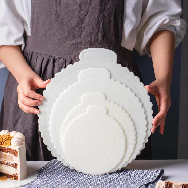 2PCS Reusable ABS plastic Round Cake stands Happy birthday cake Base plate Dessert boards Cake Transfer Tray Baking Tools