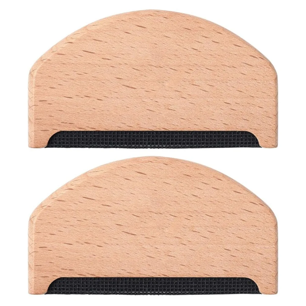 Lint Fur Remover Wooden Epilator Cashmere Sweater Clothes Fluff Fabric Shaver Pilling to Pompom Cleaning Comb Brush 2 Packs