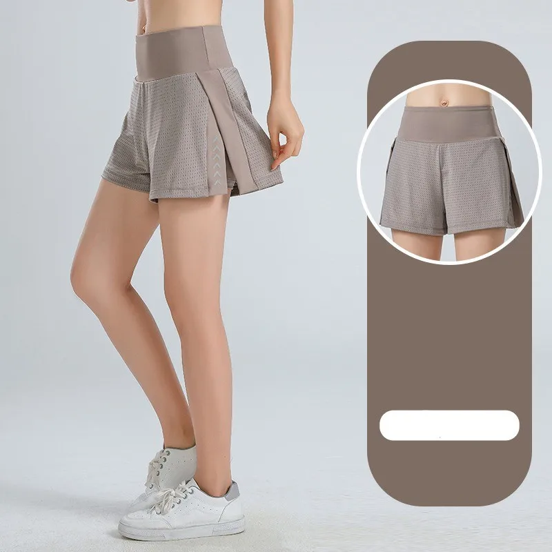 SEAHAING Stylish Breathable Mesh Print High Waisted Women's Sporty Quick-dry Fake Two-kilter Skirt