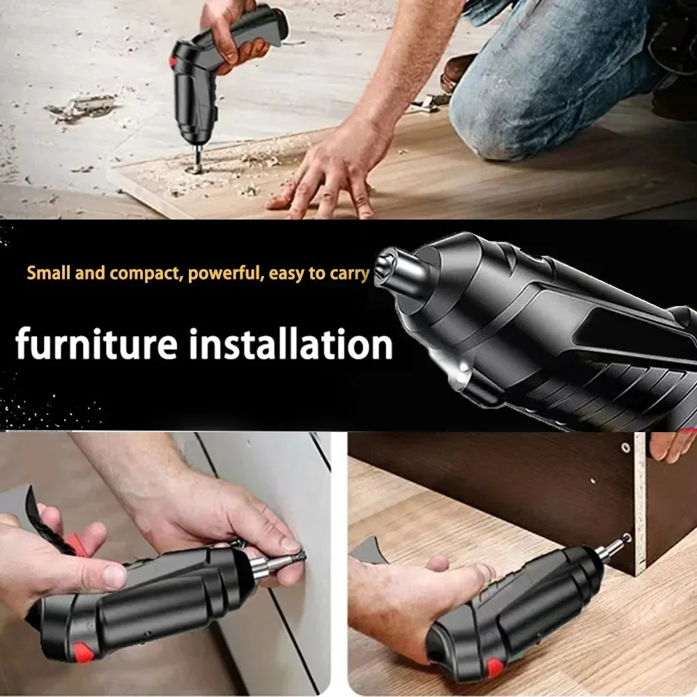 2/47pcs 3.6V Screwdriver Kit Rechargeable Lithium Battery Cordless Electric Screwdriver Drill Kit Folding Home Power Tools 6