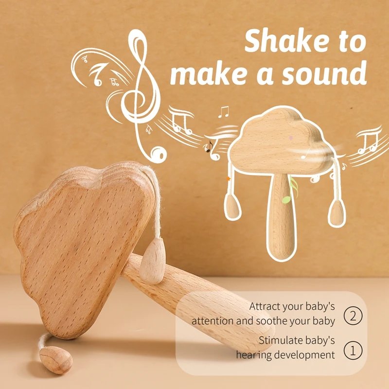 Natural Wooden Cloud Rattle Baby Toys for Babies Newborn 0-12 Months With baby toys baby rattle toys hanging rattles toy ball rattle toy plush rattle toy