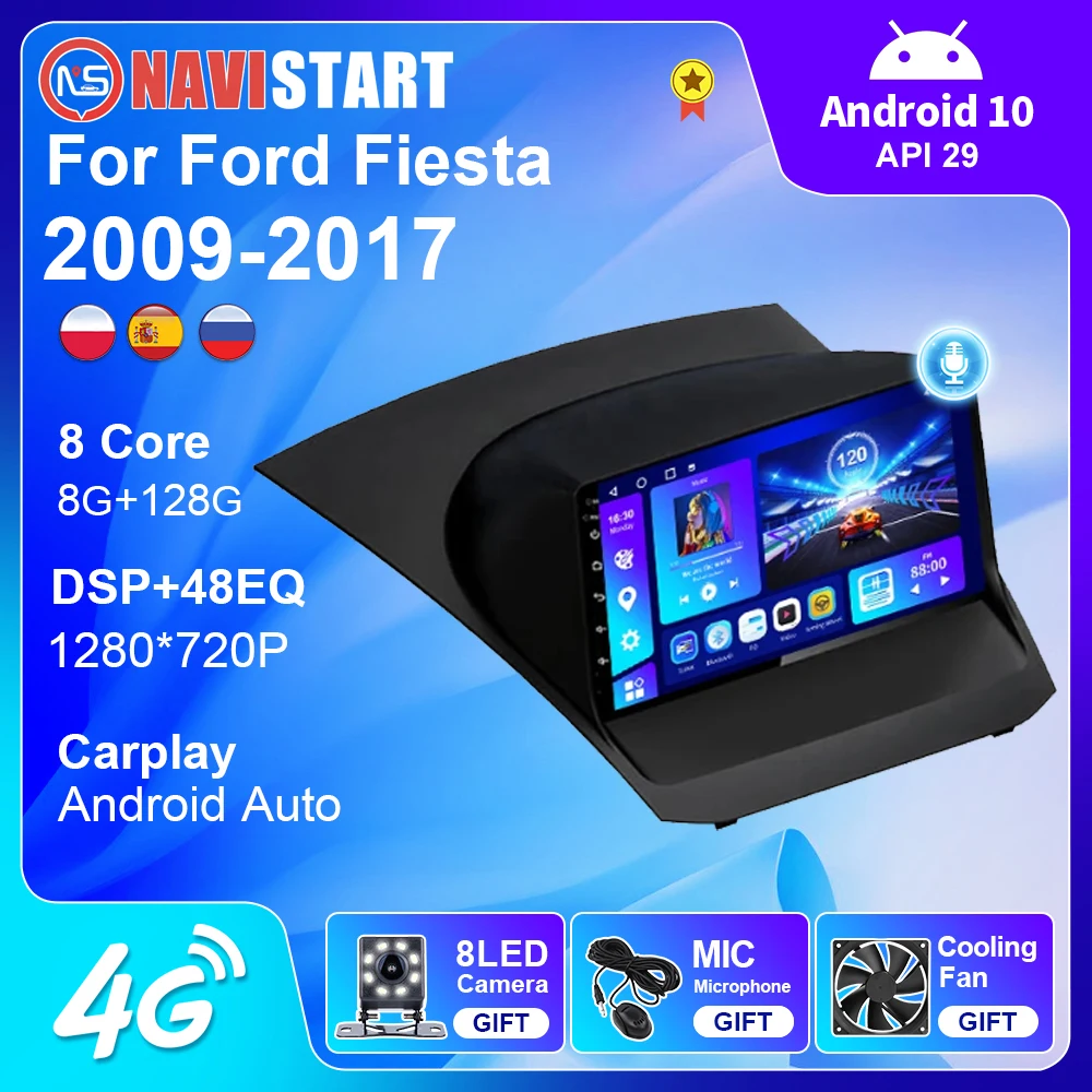 Navistart Autoradio Per Ford Fiesta 2009-2017 Android 10.0 2 Din Multimedia Stereo Carplay Navigazione Gps Per Auto Senza Lettore Dvd
