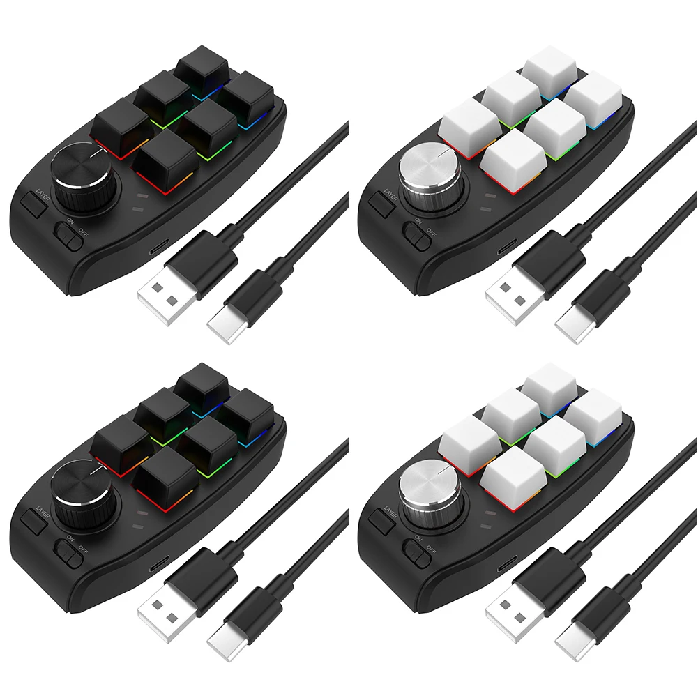 RGB Macro Custom Keyboard 6 Keys + 1 Volume Knob Wired/Wireless Gaming