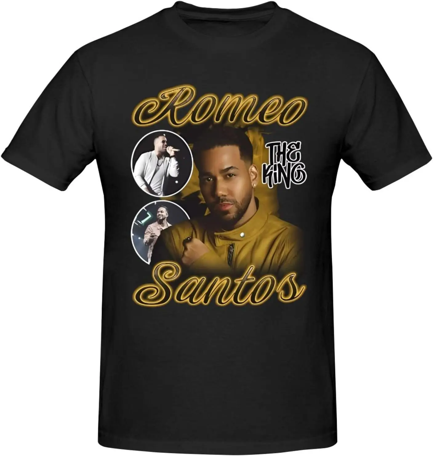 

Рубашка Romeo Music Santos Мужская модная универсальная черная футболка с коротким рукавом и круглым вырезом