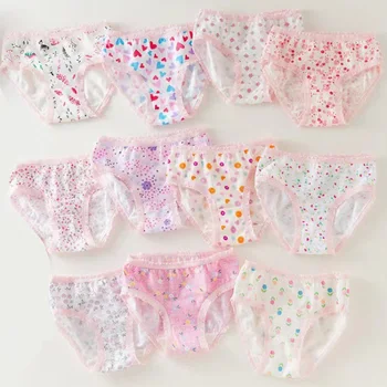 3/12 pezzi di biancheria intima per bambini, pantaloni a triangolo per ragazze, biancheria intima di pizzo per ragazze, biancheria intima per bambini in puro cotone 1