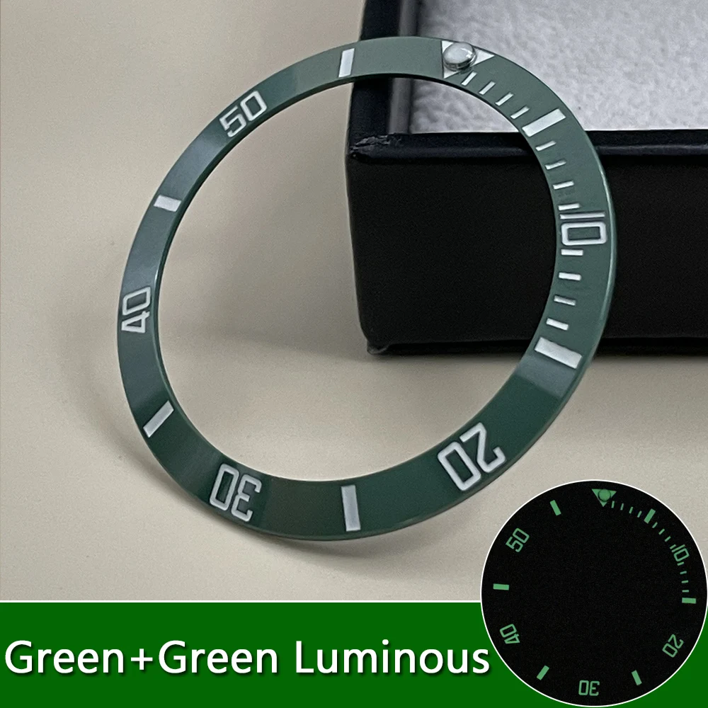 Blue/Green Luminous Watch Bezel Insert 38mm*30.6mm Insert Ring fit SUB GMT Watch Replacement Bezels Accessories