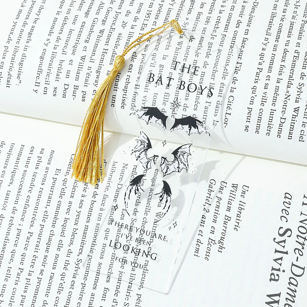 Acotar Gothic Clear Feather Moon Star Pattern Acrylic Bookmark Book Accessories for Women Readers Book Lovers Fantasy Gifts
