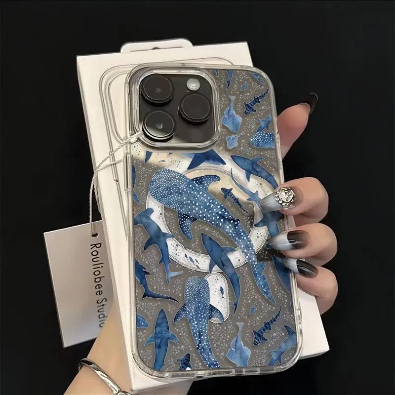 Stunning Underwater Shark and Blue Whale Phone Case Cover