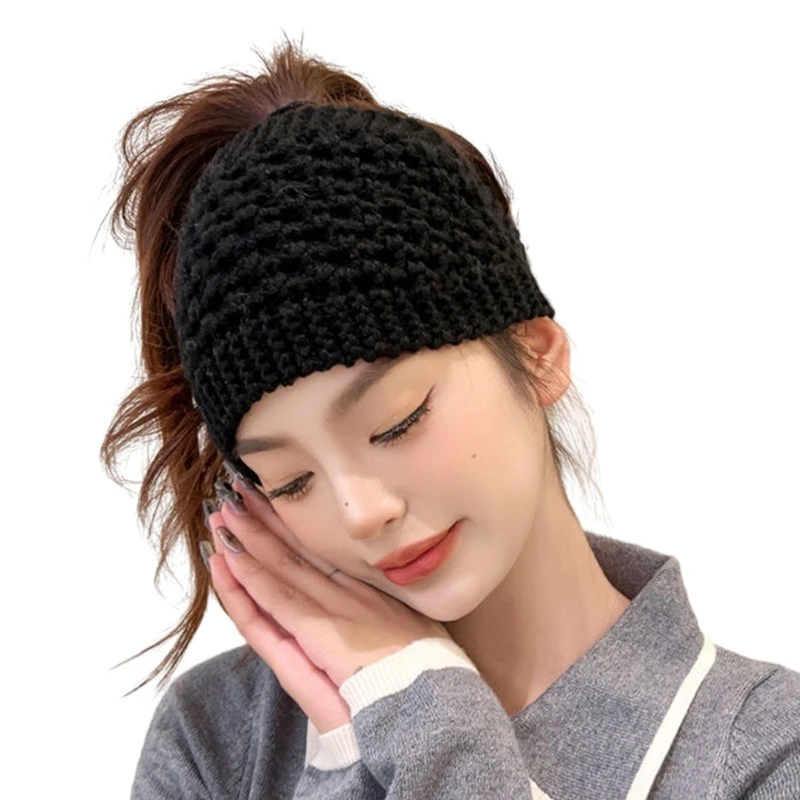 2in1 Woman Earmuffs Knit Hairband/Neck Warmer Ladies Wide Headband for Travel