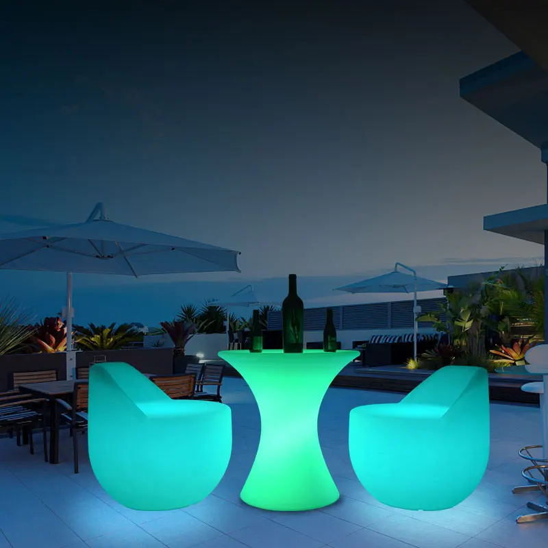 LED luminous tables and chairs, outdoor leisure coffee table, circular private room, negotiation table, waterproof KTV stool