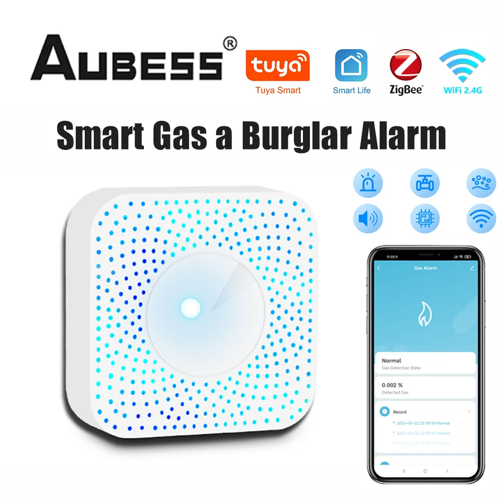 Zigbee Sensor de Gas Natural Tuya, Detector de fugas de Gas GLP