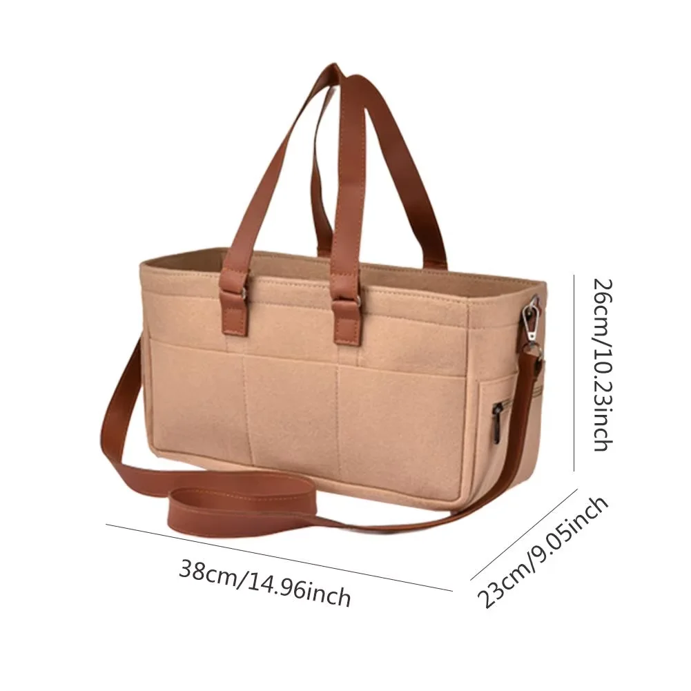 【Expert Recommended】 Baby Felt Storage Nursery Organizer Basket Infant Diaper Bag with Handle Caddy Changing Nappy Kids Storage Carrier Large Pocket.