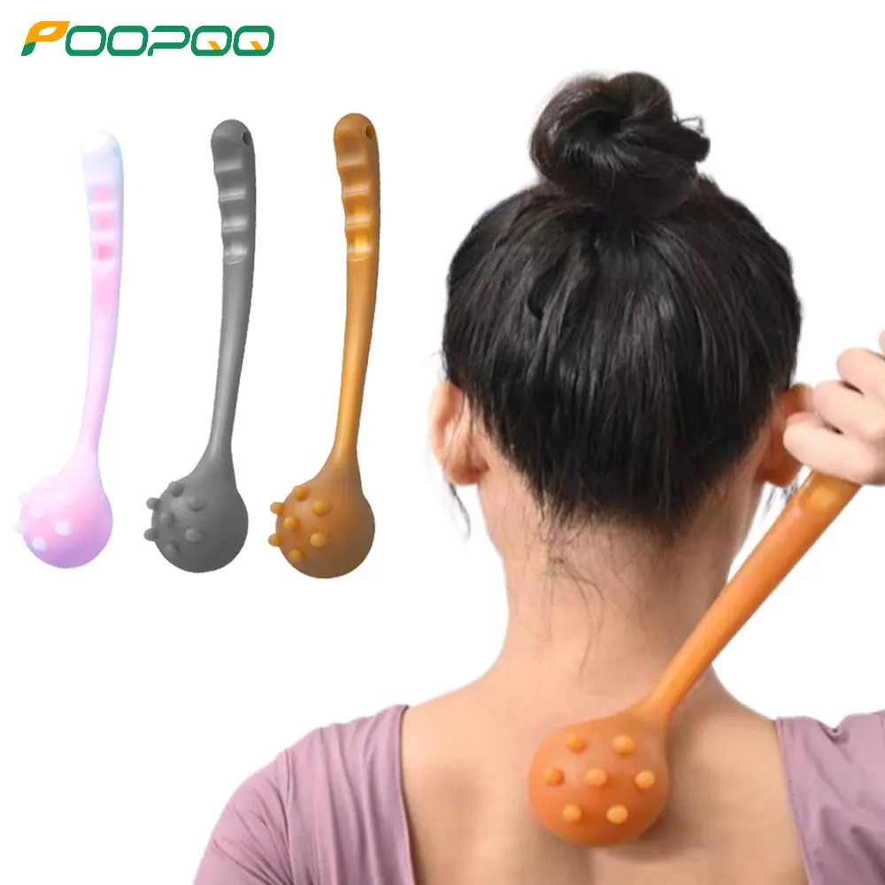 1 PCS Manual Back Massage Hammer Tool, Silicone Long Handheld Hammer for Body Legs Arms Back Knock Scratcher for Home Office Gym