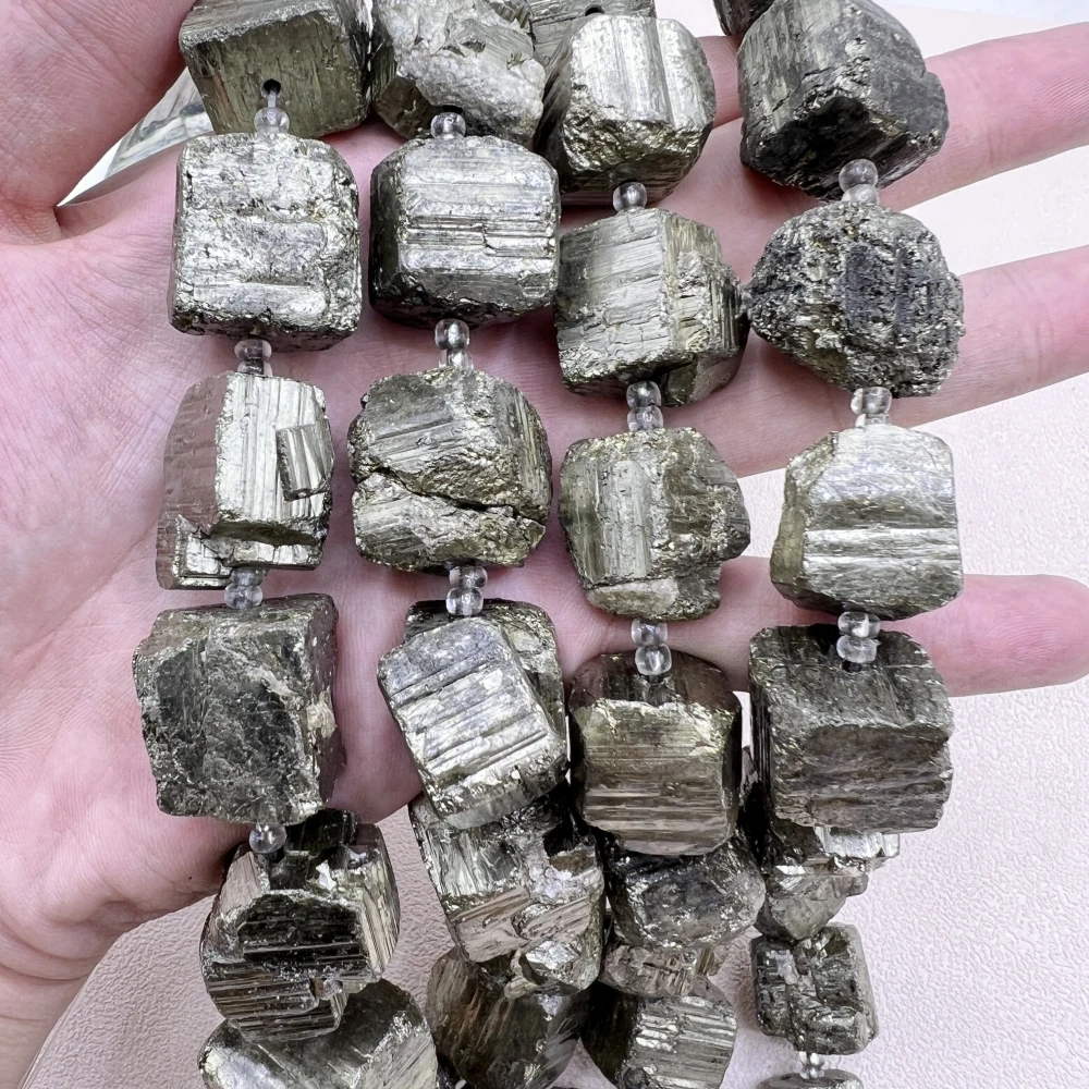 18-25MM Large Rough Irregular Iron Pyrite Stone Cube Nugget Beads For DIY Jewelry Making MY230730